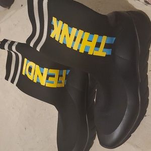 Authentic Fendi unisex knit high top sneakers mens 9 , womens 11 UER 42